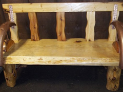 bench with metal brown arms